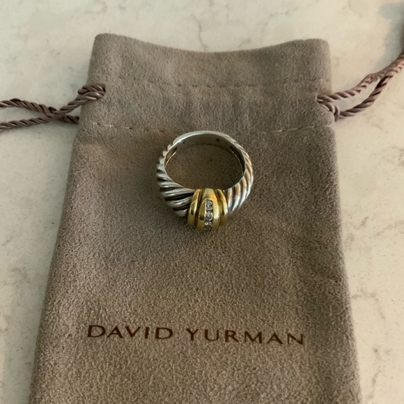 David Yurman Vintage Cable Classics Diamond Dome Ring Sterling & 18K Gold - Picture 2 of 11